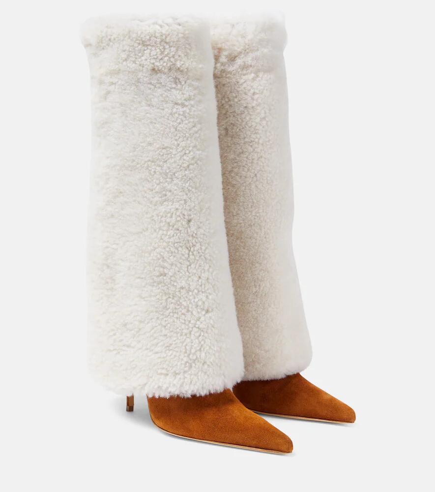 Magda Butrym Shearling and suede knee-high boots Cover