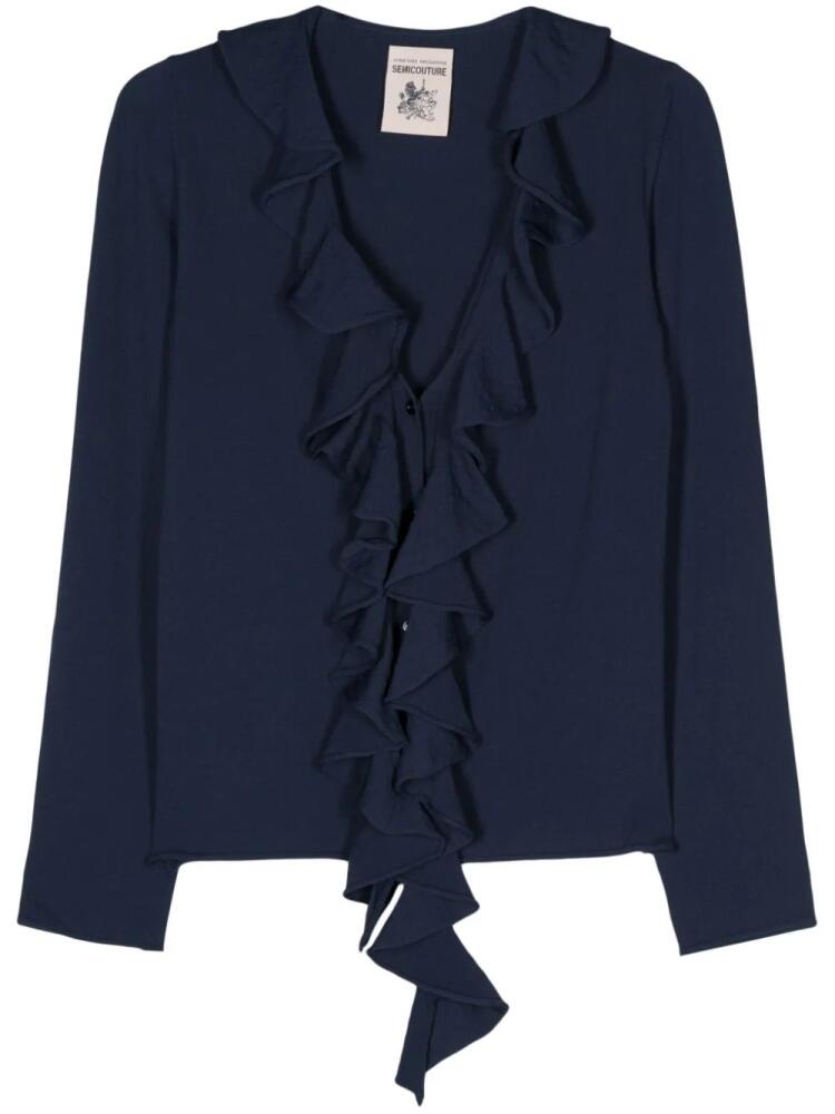 Semicouture Annalisa ruffle-detail cardigan - Blue Cover