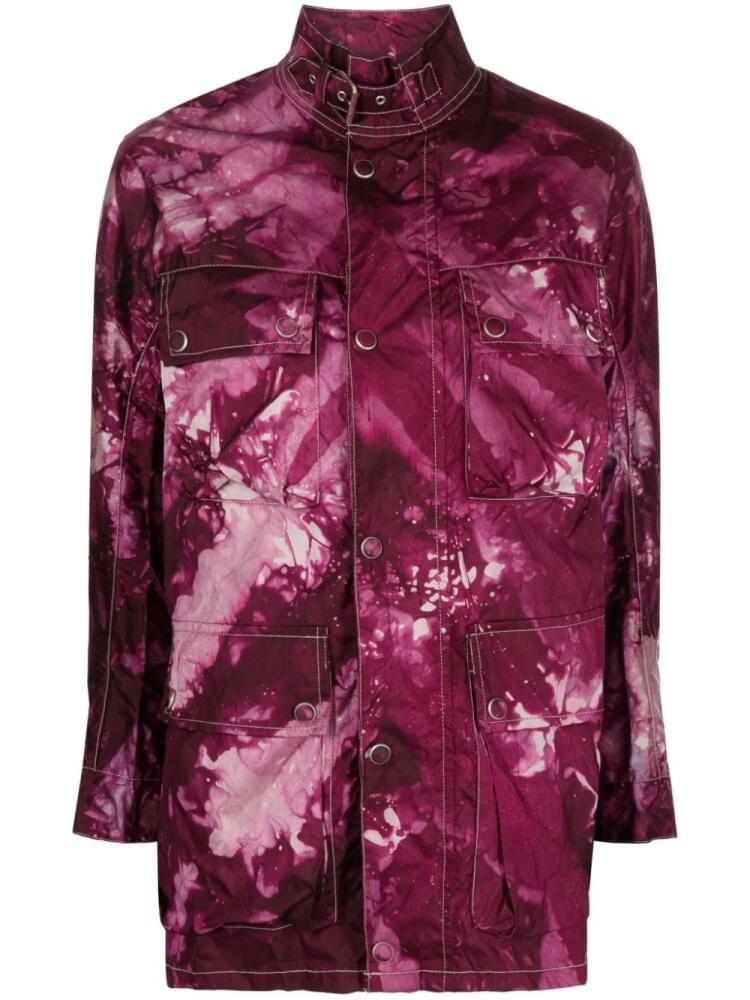 Stain Shade tie dye-print multi-pockets jacket - Purple Cover