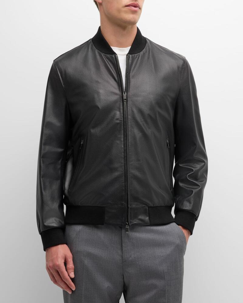 Brioni Men's Perforated Leather Bomber Jacket Cover