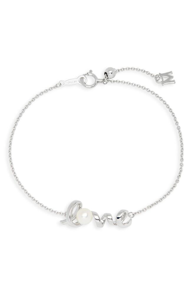 Mikimoto White Gold Pearl Love Pendant Bracelet in 18Kw Cover