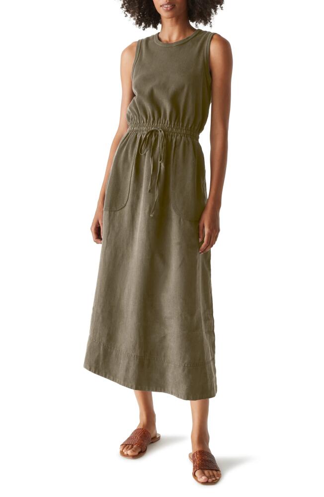 Michael Stars Wilhelmina Stretch Cotton & Linen Midi Tank Dress in Camo Cover