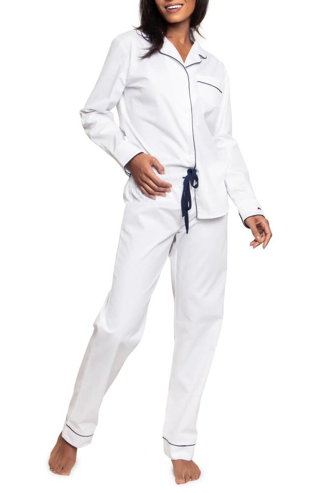 Petite Plume Contrast Piping Pajamas in White Cover