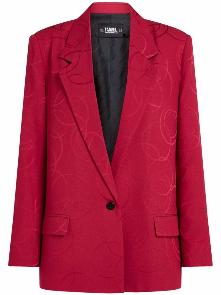 Karl Lagerfeld patterned-jacquard satin blazer - Red Cover