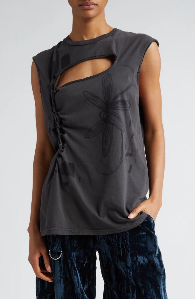 Collina Strada Nash Embellished Organic Cotton Tank in Flower Burst Black Cover