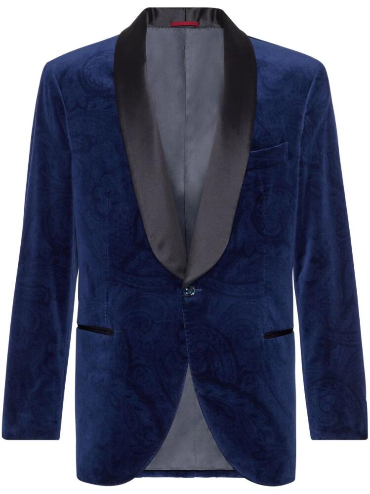 Brunello Cucinelli patterned-jacquard velour blazer - Blue Cover