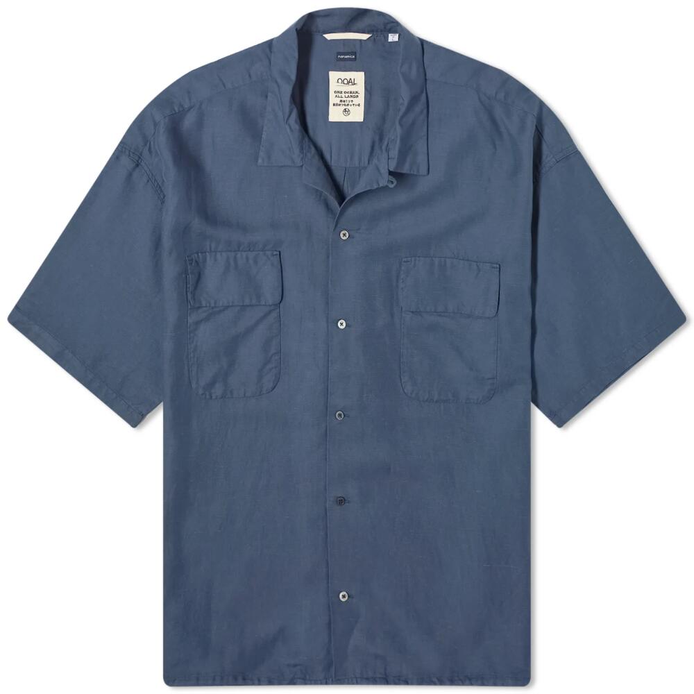 Nanamica Men's Open Collar Cupra Hemp Shirt in Navy Cover