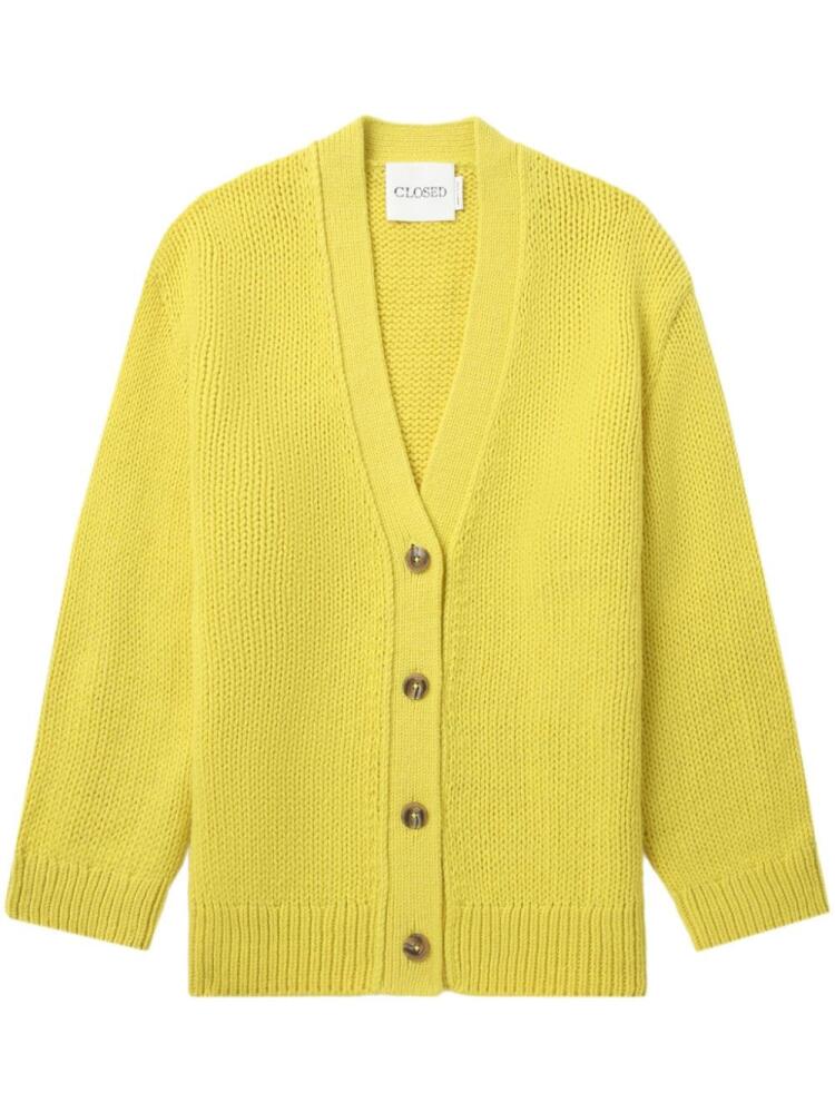 Closed V-neck button-up cardigan - Yellow Cover