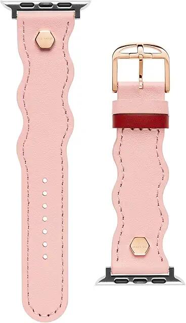 Ted Baker Wavy Leather Pink Keeper Hexagonal Pins w/ Logo 42/44 (Pink) Watches Cover