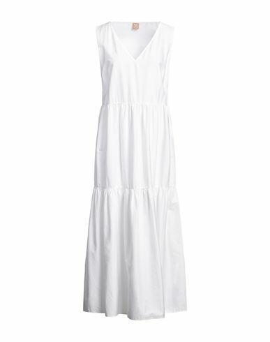 Boss Woman Maxi dress White Cotton, Elastane Cover