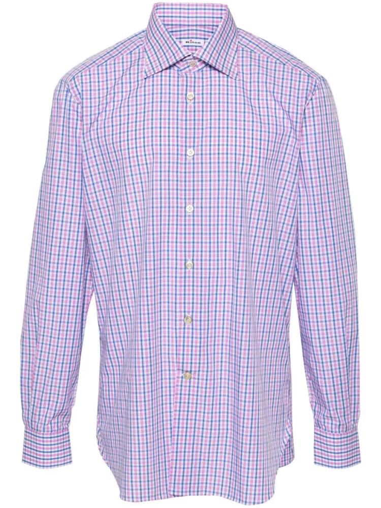 Kiton checked cotton shirt - Pink Cover