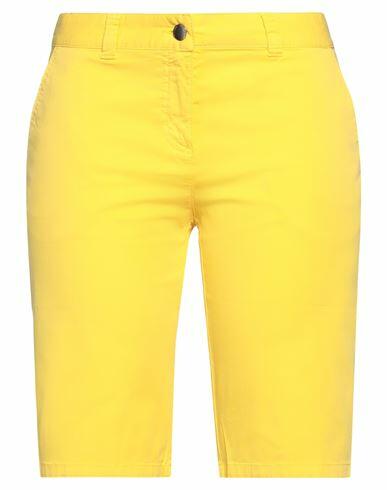 0039 Italy Woman Shorts & Bermuda Shorts Yellow Cotton, Elastane Cover