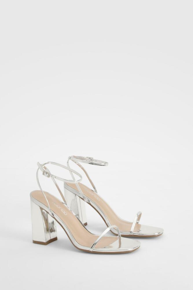 boohoo Womens Wide Fit Metallic 2 Part Block Heels - Grey Cover