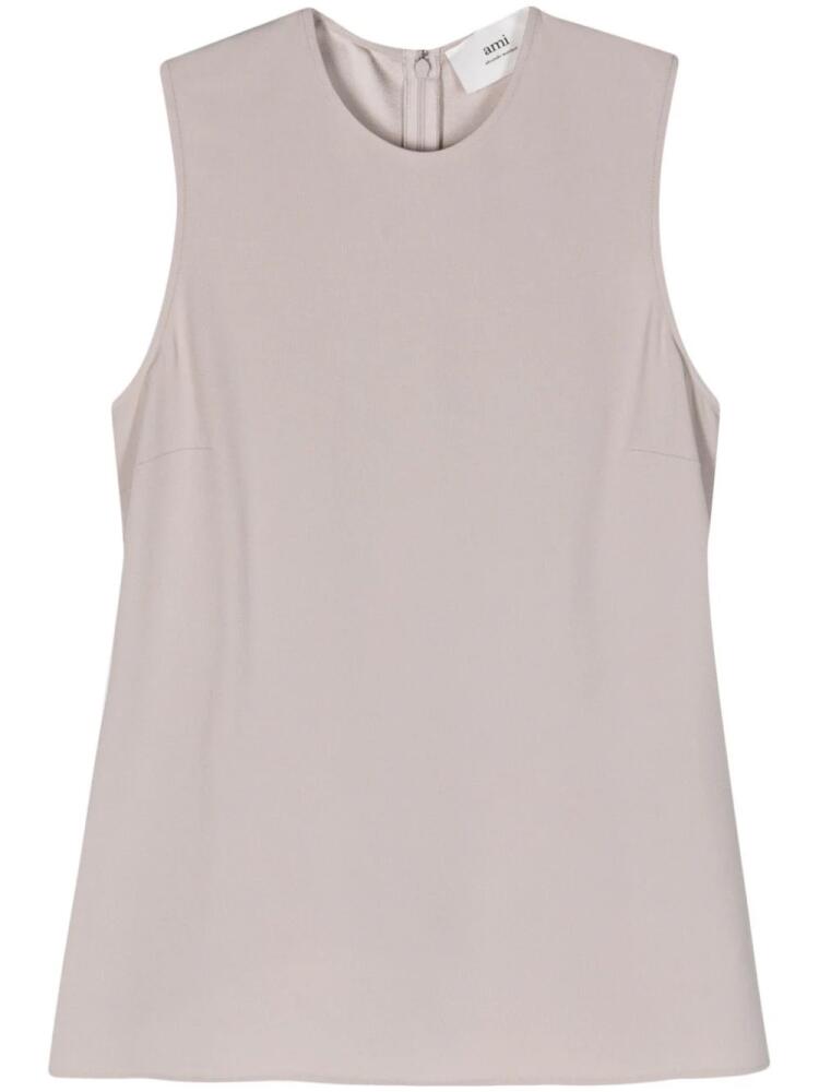 AMI Paris round-neck crepe tank top - Neutrals Cover