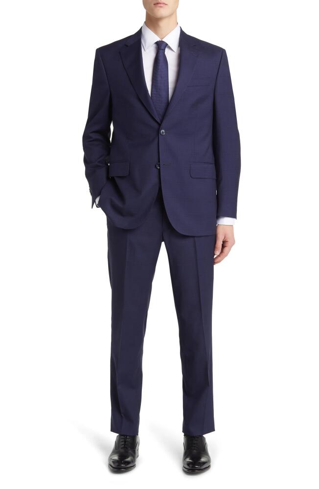 Peter Millar Tailored Fit Windowpane Plaid Wool Suit in Blue Cover