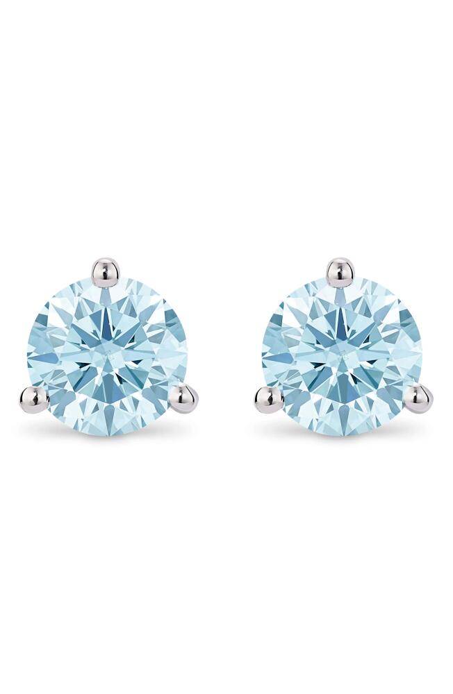 LIGHTBOX 2-Carat Lab Grown Diamond Solitaire Stud Earrings in Blue/14K White Gold Cover