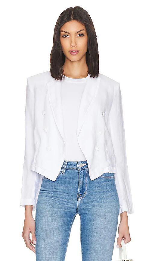 L'AGENCE Wayne Crop Double Breasted Jacket in White Cover