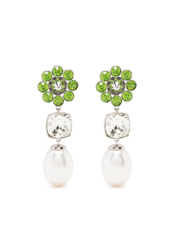 Shrimps Terry faux pearl-embellished earrings - Green Cover