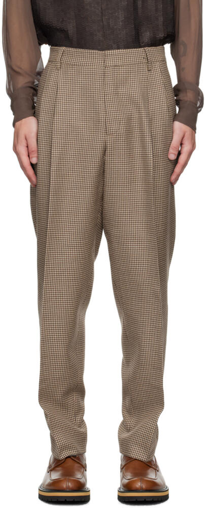 Dries Van Noten Brown Houndstooth Trousers Cover