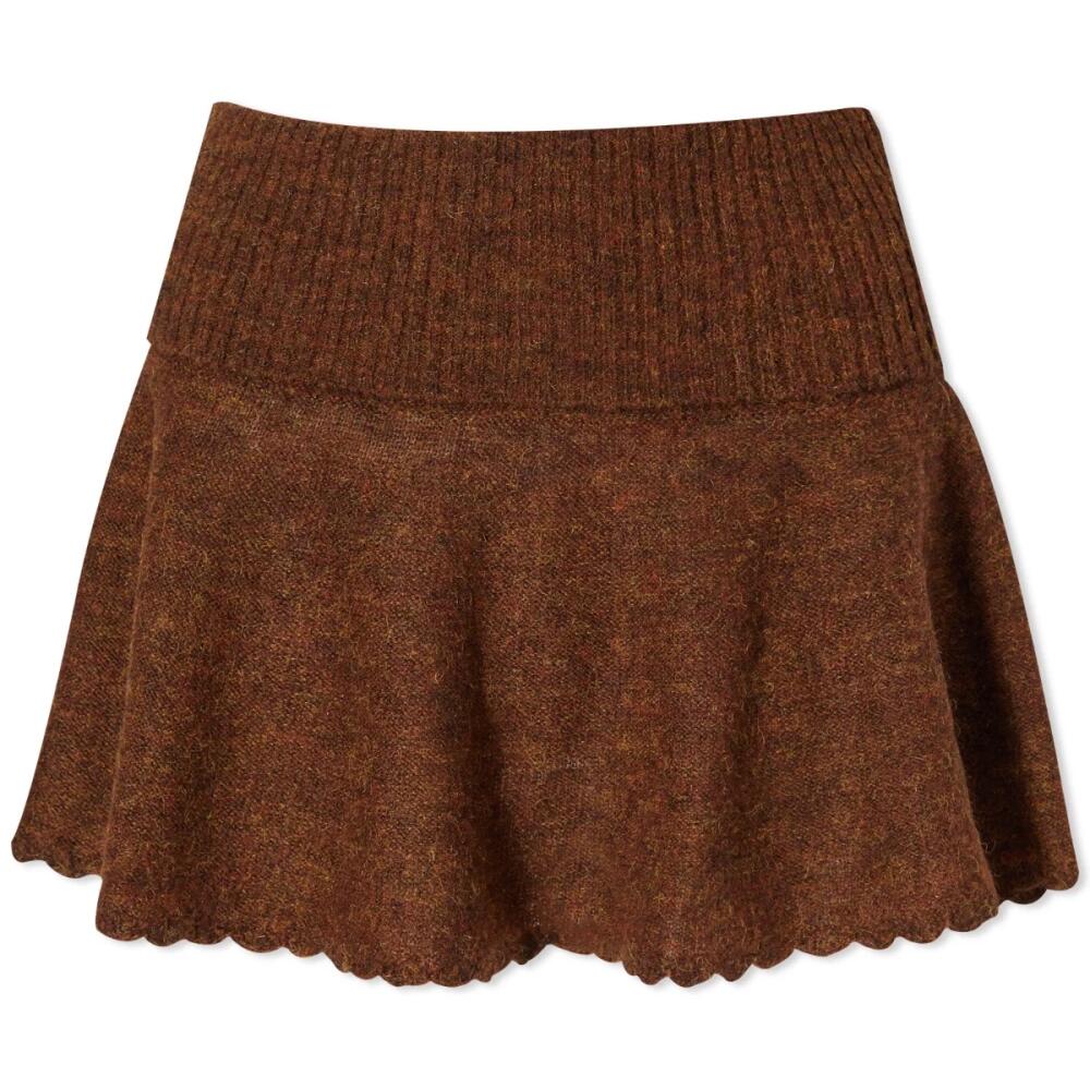 Danielle Guizio Women's Heart Scallop Mini Skirt in Cocoa Cover