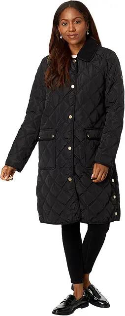 LAUREN Ralph Lauren 3/4 Berber Trim Quilt Jacket (Black) Women's Clothing Cover