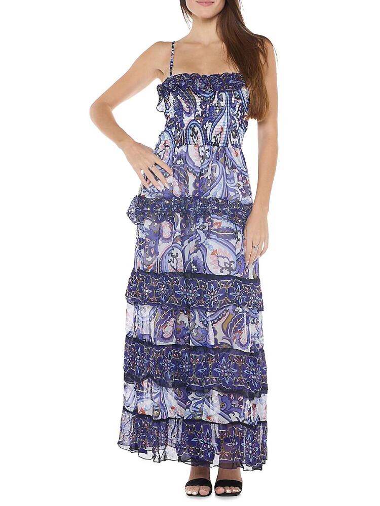 Ranee's Women's Paisley Tiered Maxi Dress - Blue Cover