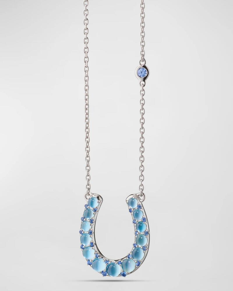 Monica Rich Kosann Sterling Silver Horseshoe Necklace with Topaz, Mother-of-Pearl, and Sapphire Cover