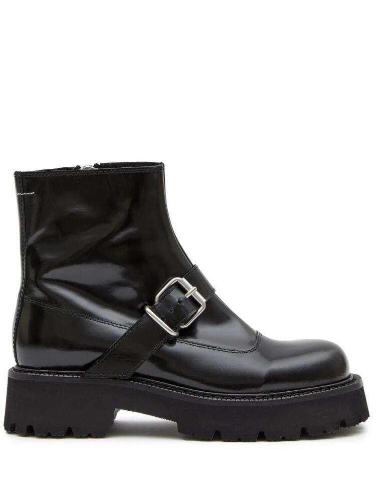 MM6 Maison Margiela buckle-detail leather ankle boots - Black Cover