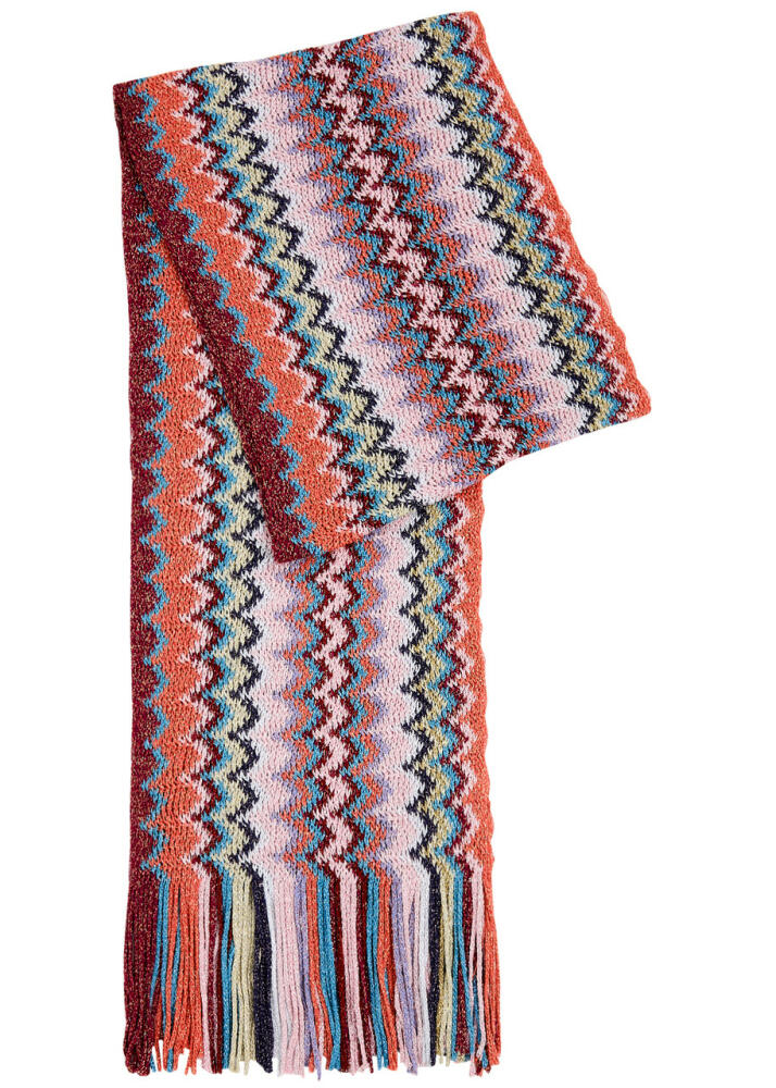 Missoni Zigzag-intarsia Metallic-knit Scarf - Pink Cover