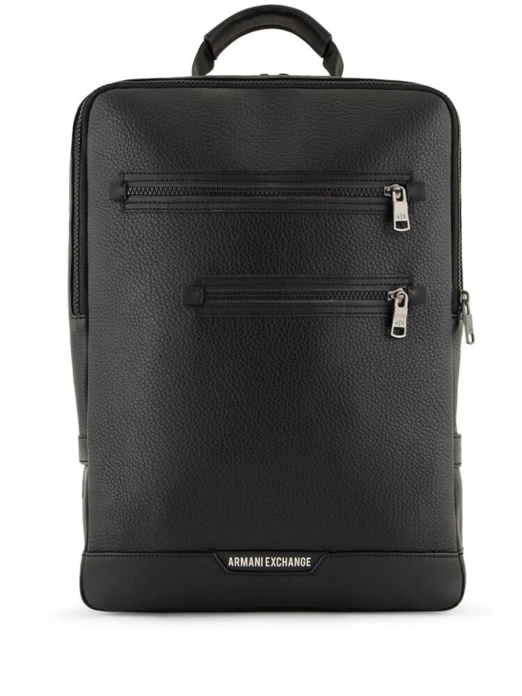 Armani Exchange ASV zipped laptop backpack - Black Cover