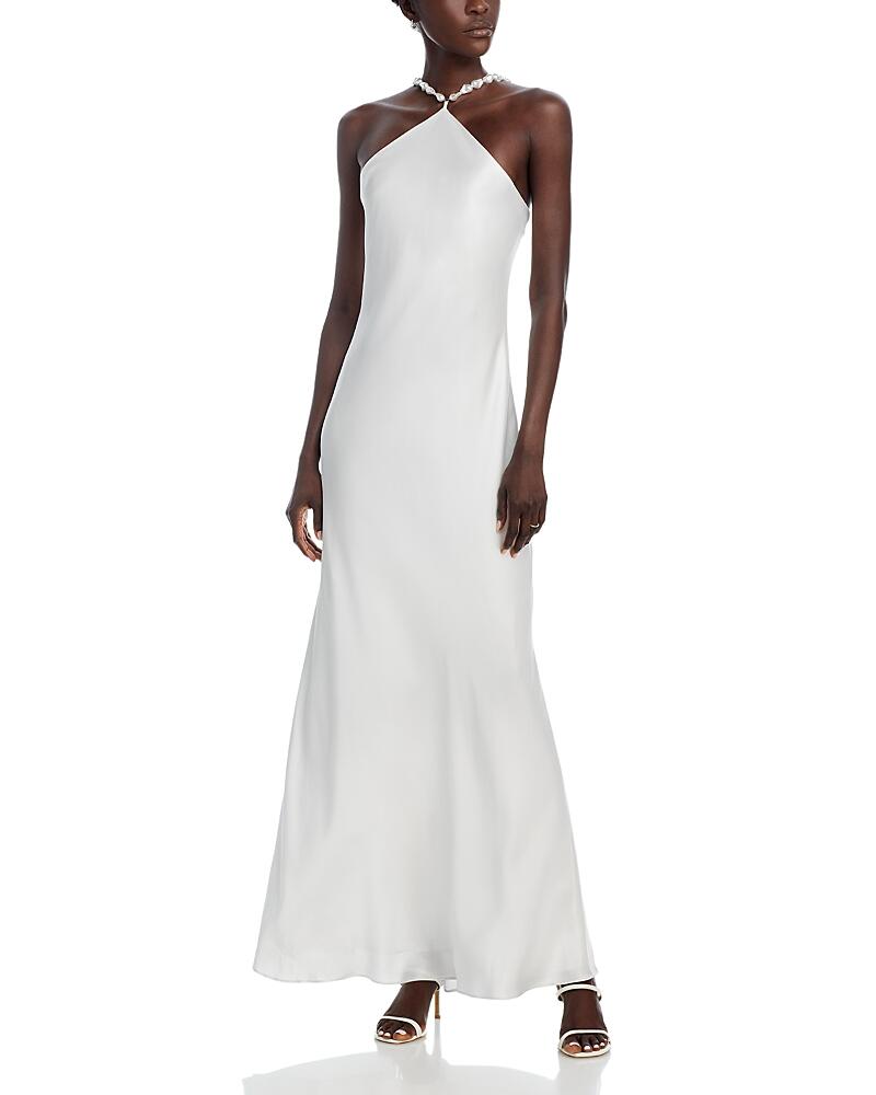 Staud Cadence Beaded Strap Satin Gown Cover