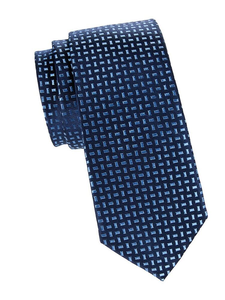 Saks Fifth Avenue Men's Print 100% Silk Tie - Blue Cover