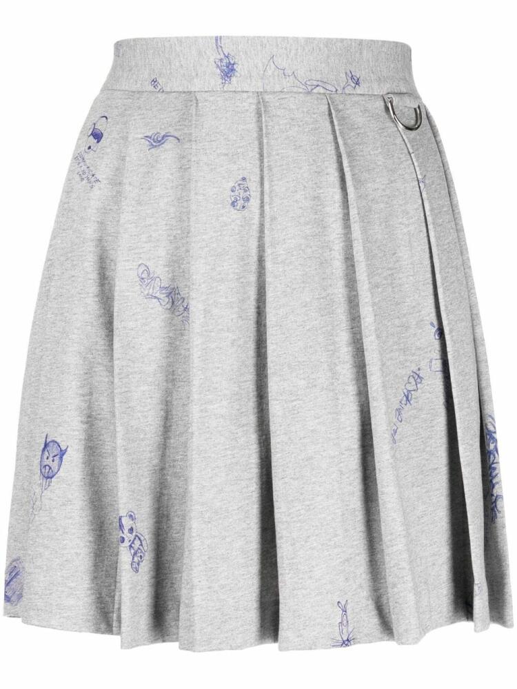 VETEMENTS graphic-print pleated miniskirt - Grey Cover