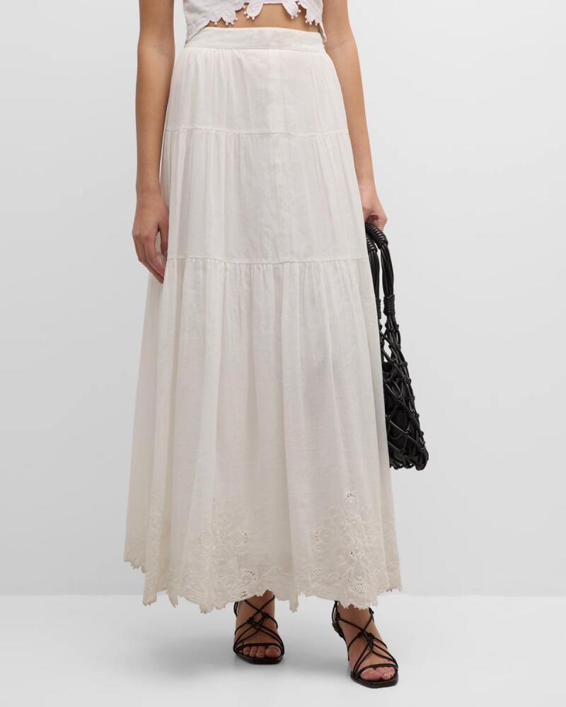 Vanessa Bruno Antoinette Tiered Eyelet-Embroidered Maxi Skirt Cover