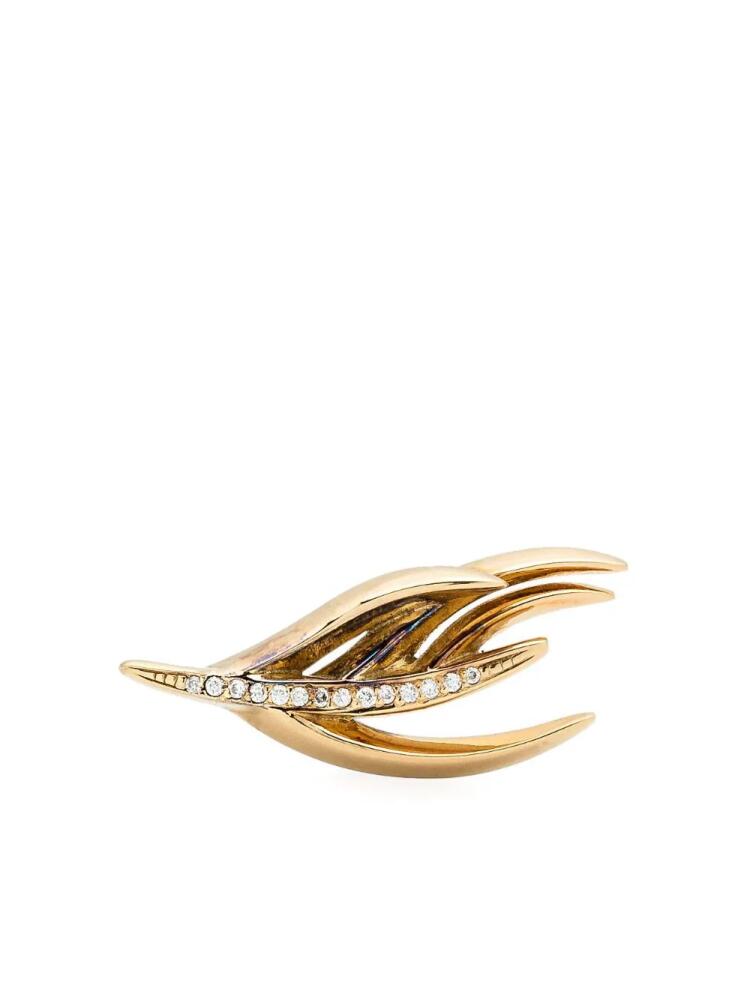 Shaun Leane gold vermeil Feather diamond single stud earring - Green Cover