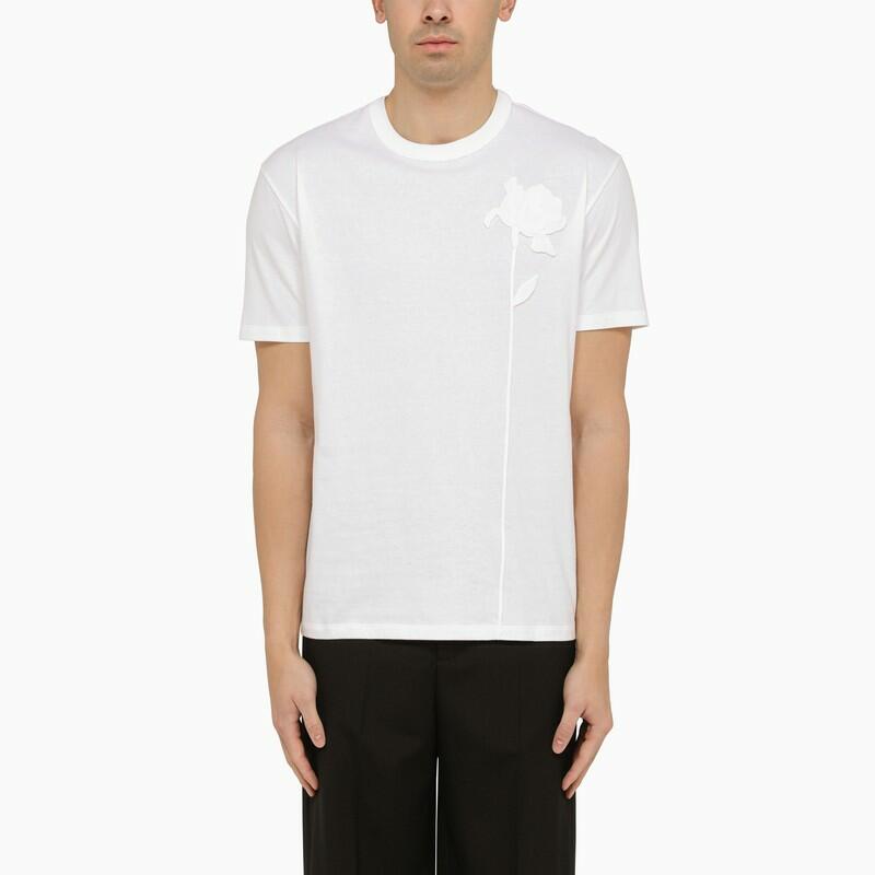 Valentino White cotton T-shirt with embroidery Cover