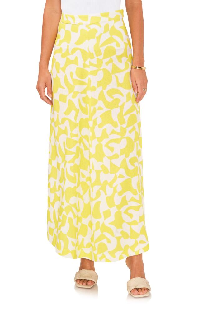 Vince Camuto Center Seam Linen Blend A-Line Skirt in Bright Lemon Cover