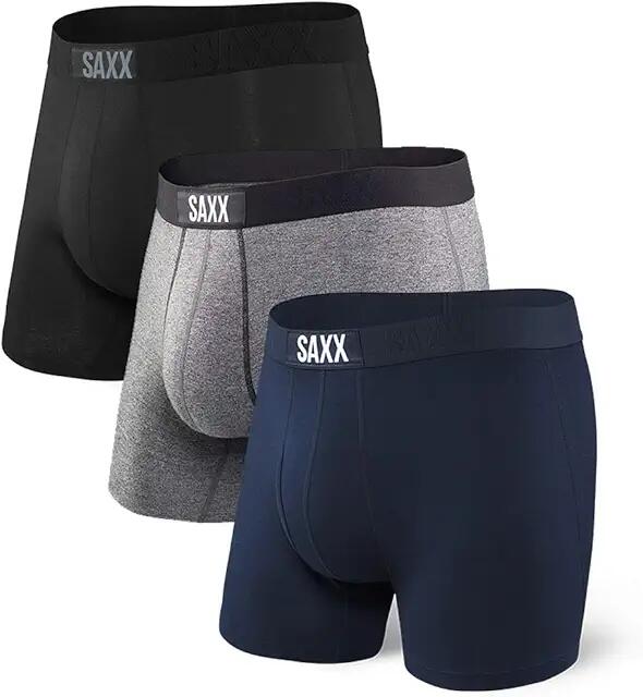 SAXX UNDERWEAR Vibe Boxer Brief 3-Pack (Black/Grey/Blue) Men's Underwear Cover