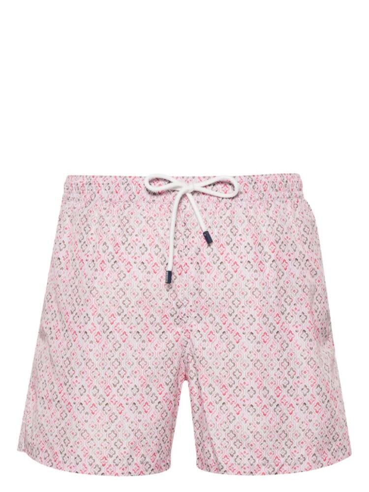 Fedeli Madeira graphic-print swim shorts - Pink Cover