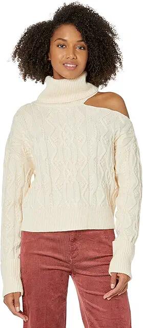 Paige Cropped Cable Knit Raundi (Ivory) Women's Clothing Cover