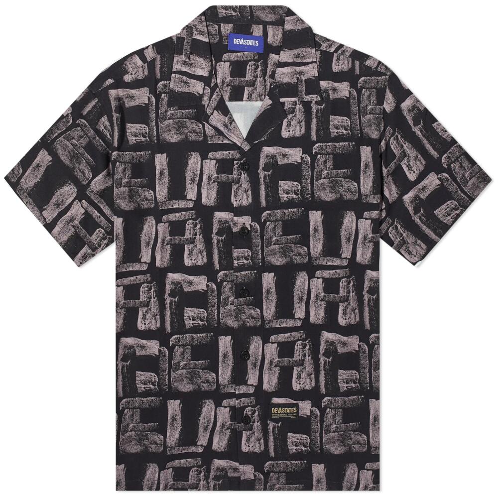 Deva States Men's Force Short Sleeve Vacation Shirt in Black Multi Cover