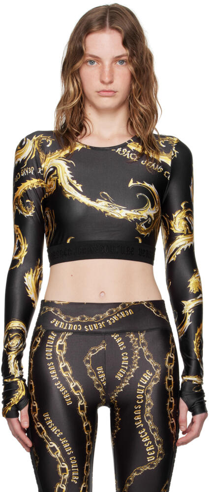 Versace Jeans Couture Black & Gold Chromo Couture Long Sleeve T-Shirt Cover