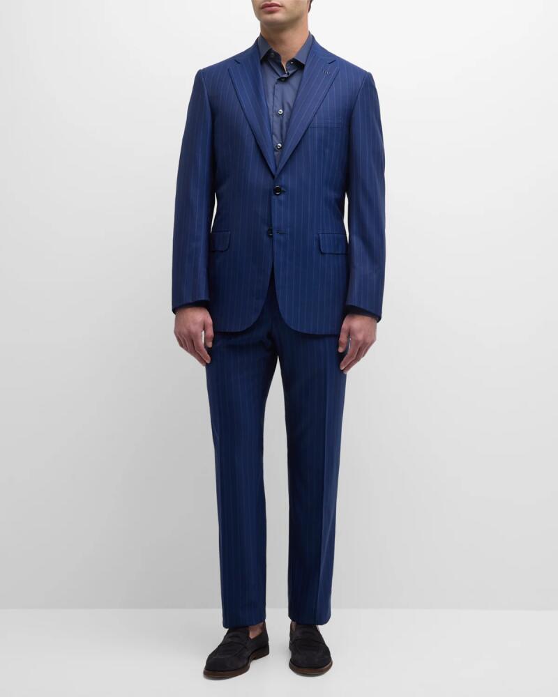 Brioni Men's Tonal Pinstripe Wool Suit Cover