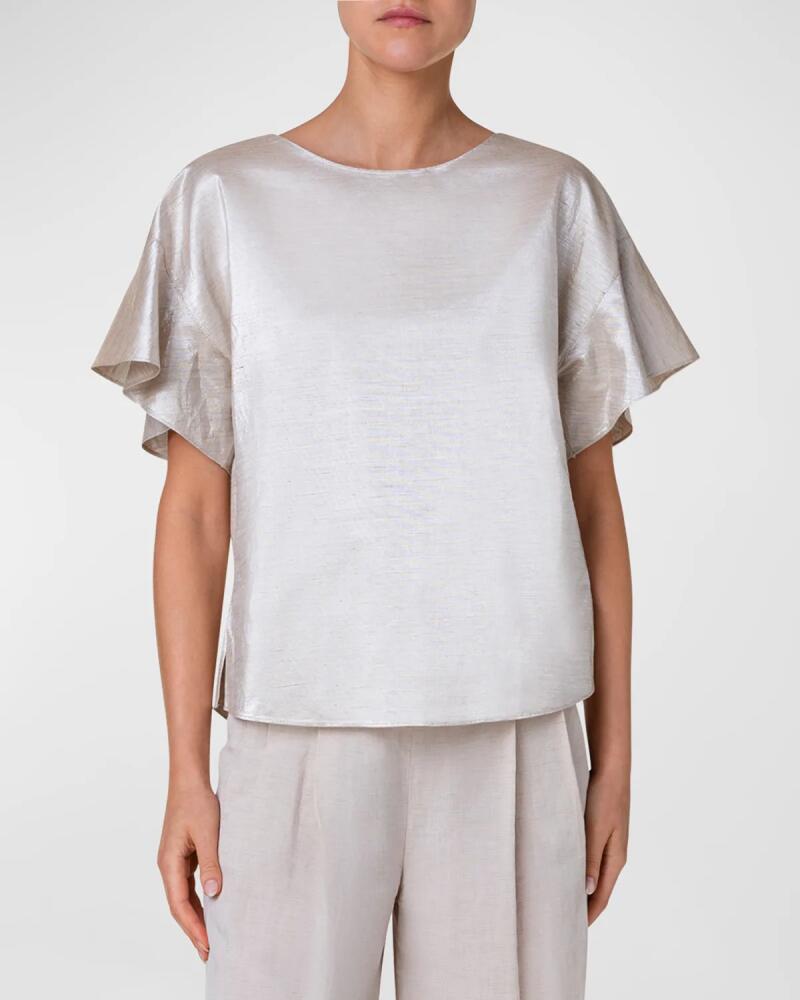 Akris punto Metallic Linen Canvas Blouse Cover