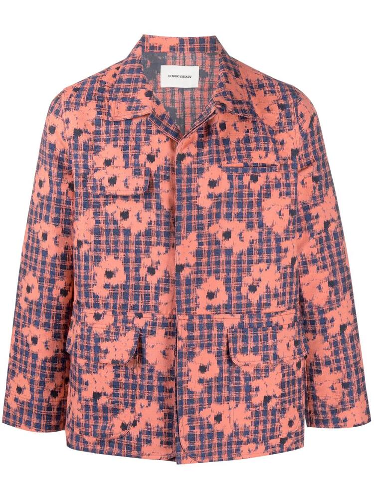 Henrik Vibskov floral-print button-up denim jacket - Orange Cover