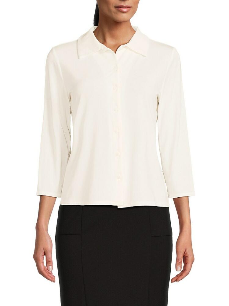 Elie Tahari Women's Point Collar Shirt - Ivory Cover