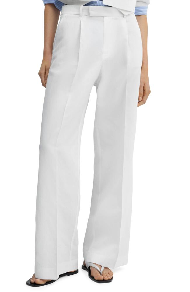 MANGO Lugo High Waist Wide Leg Pants in White Cover