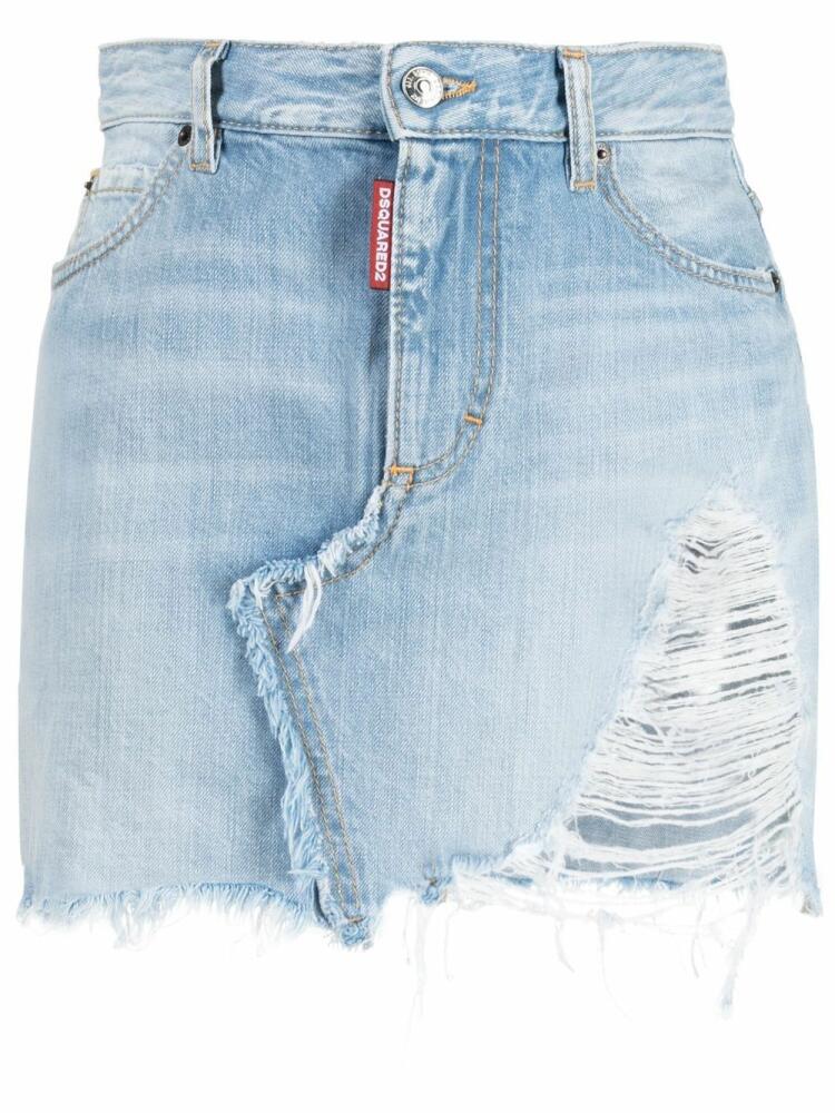 DSQUARED2 distressed denim miniskirt - Blue Cover