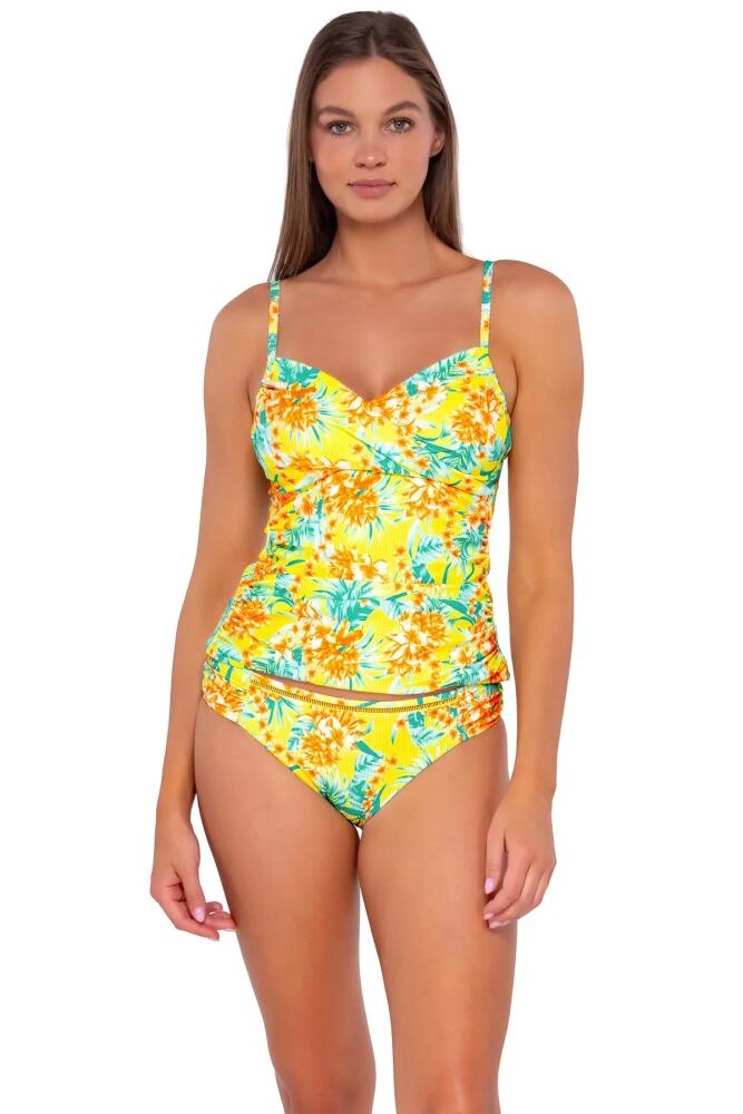 Sunsets Simone Tankini-E-Cup in Golden Tropics Sandbar Rib Cover