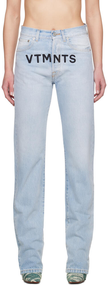 VTMNTS Blue Embroidered Jeans Cover